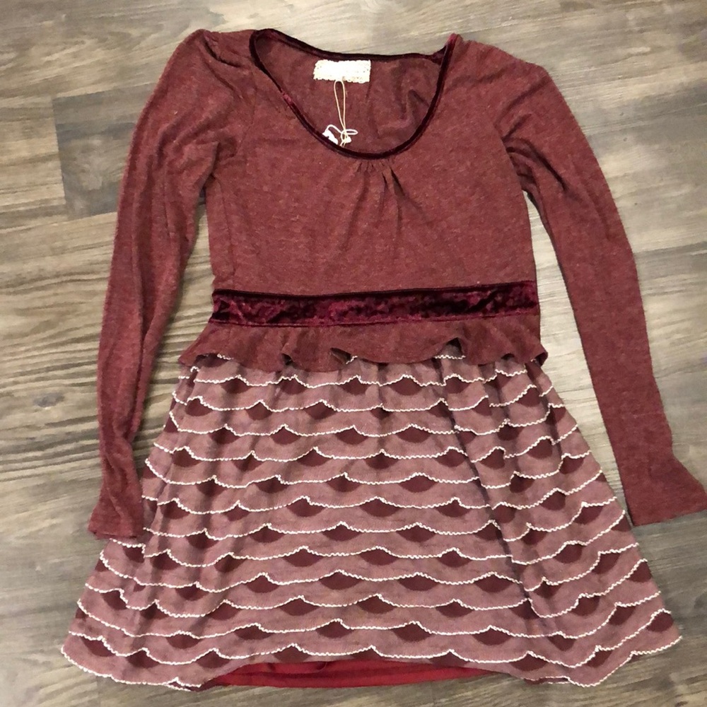 Burgundy long sleeve dress by a’reve